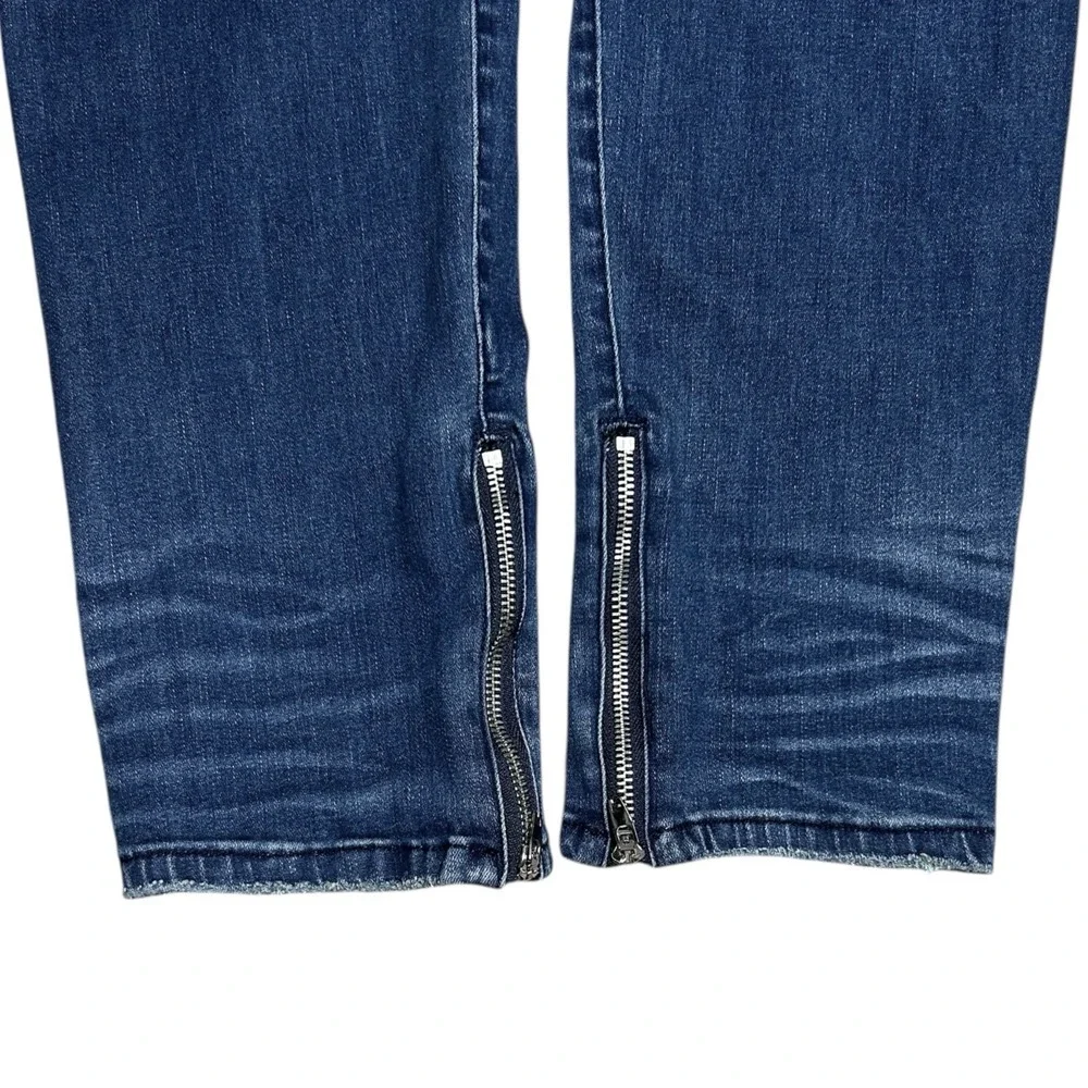 KUWALLA TEE Blue Skinny Jeans sz 34 Distressed Denim Ankle Zip Streetwear KUL-K2